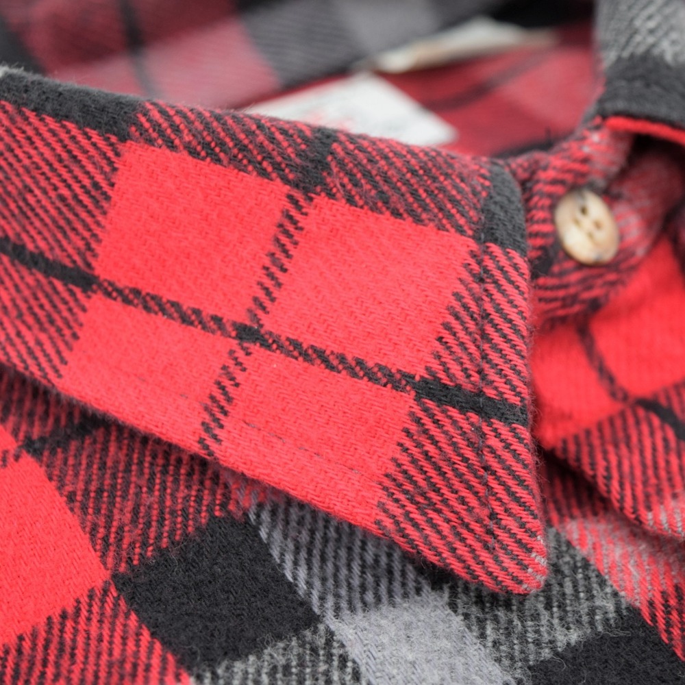 Private Property Men's XL Red Black Buffalo Plaid Flannel Shirt Vintage 80s USA - Picture 2 of 14